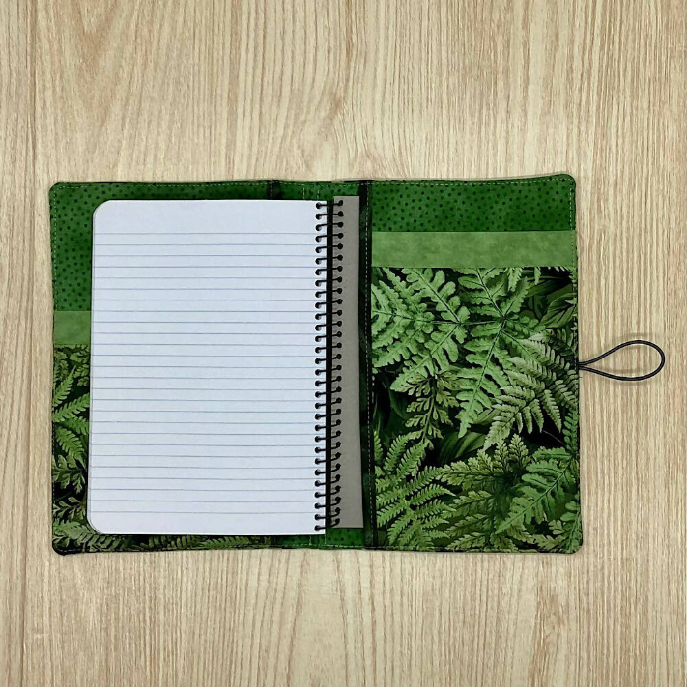 Ferns Foliage refillable A5 fabric notebook cover gift set - Inc. book and pen.