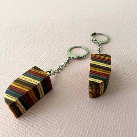 Unique Striped Wooden Earrings