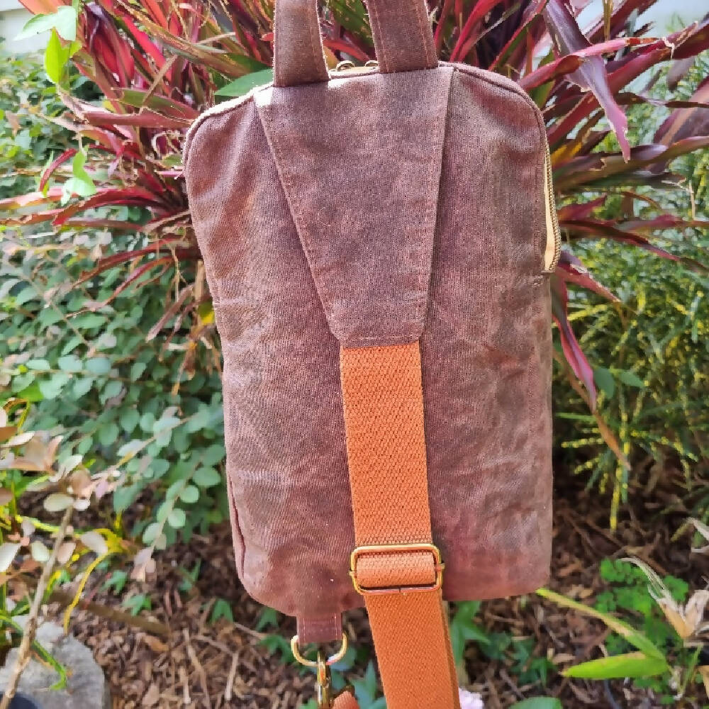 Waxed Canvas and Cork Sling Brown