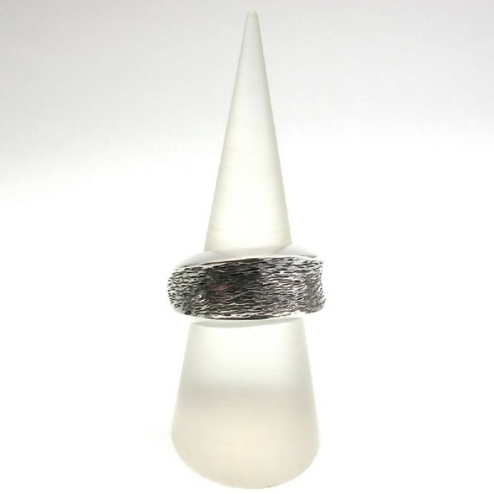 Sterling silver wide textured ring 4