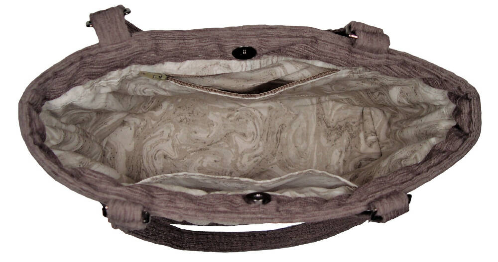 Danielle Handbag - Sandstone - Patchwork Handbag Purse Shoulder Bag - Velour & Brocade