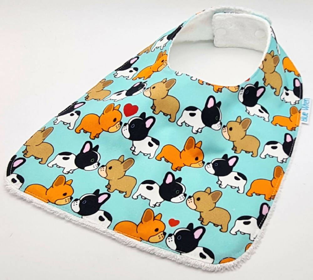 Baby Bib - French Dogs on Cotton Fabric