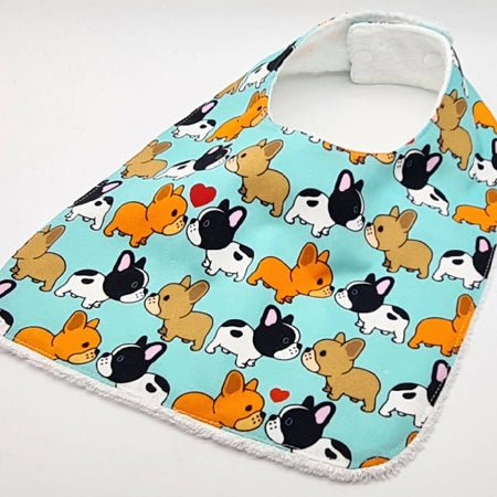 Baby Bib - French Dogs on Cotton Fabric