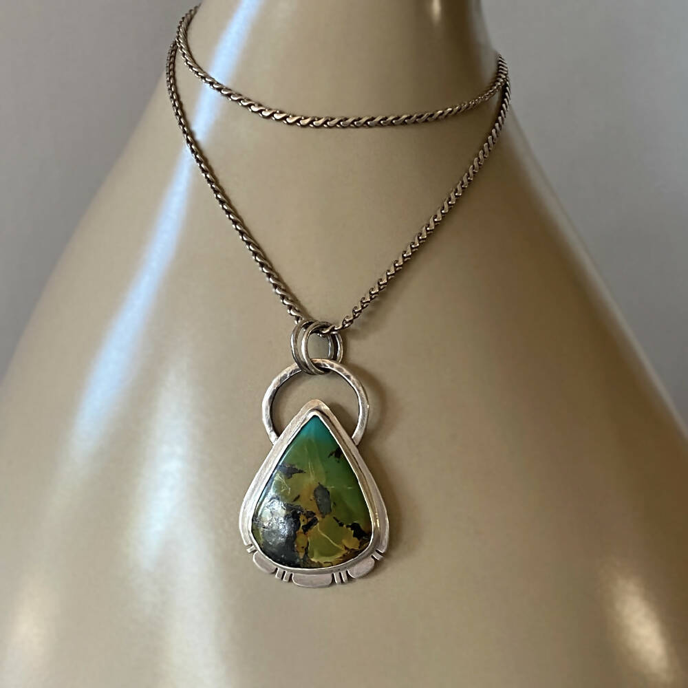 Pendant Sterling Silver Bezel Turquoise Teardrop L