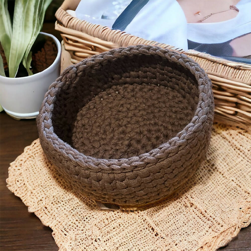Beige Crochet Handmade baskets - small