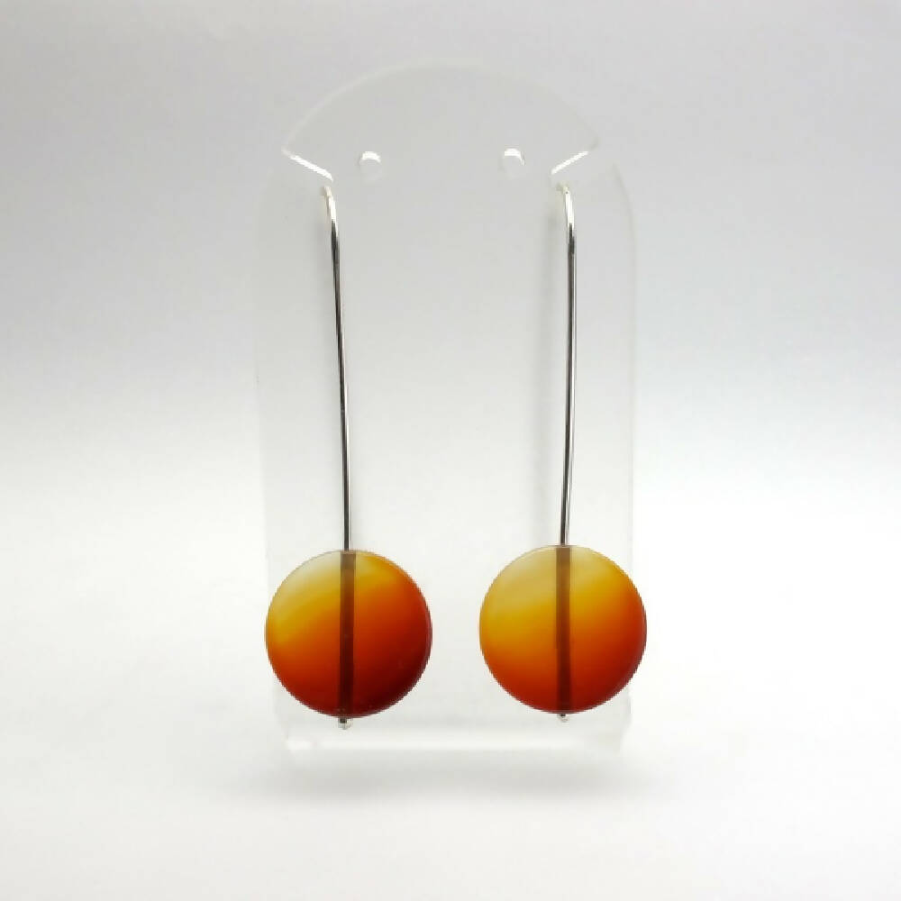 Carnelian disc and sterling silver earrings