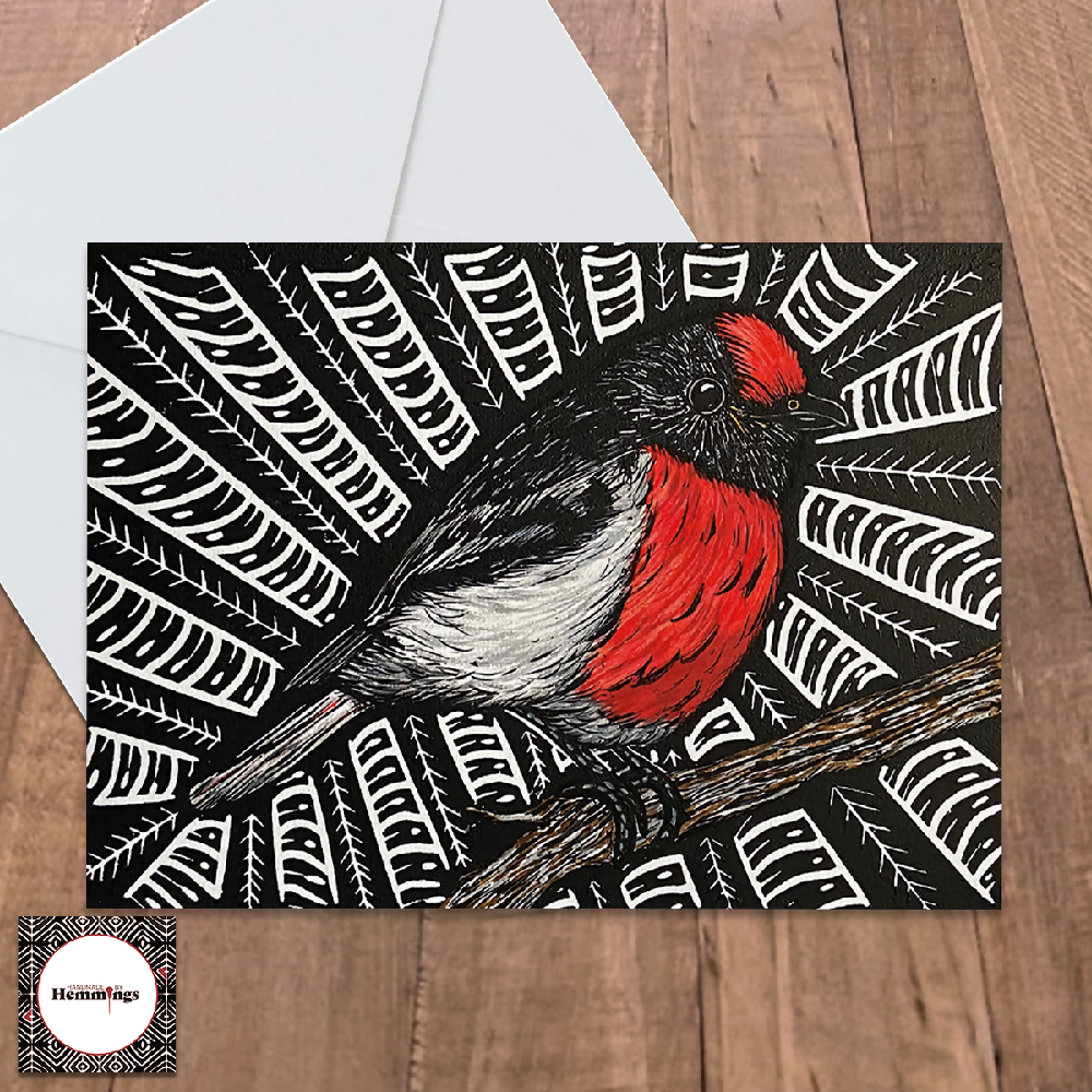 Bundle of 5 Red-Capped Robin Greeting Cards + Envelopes