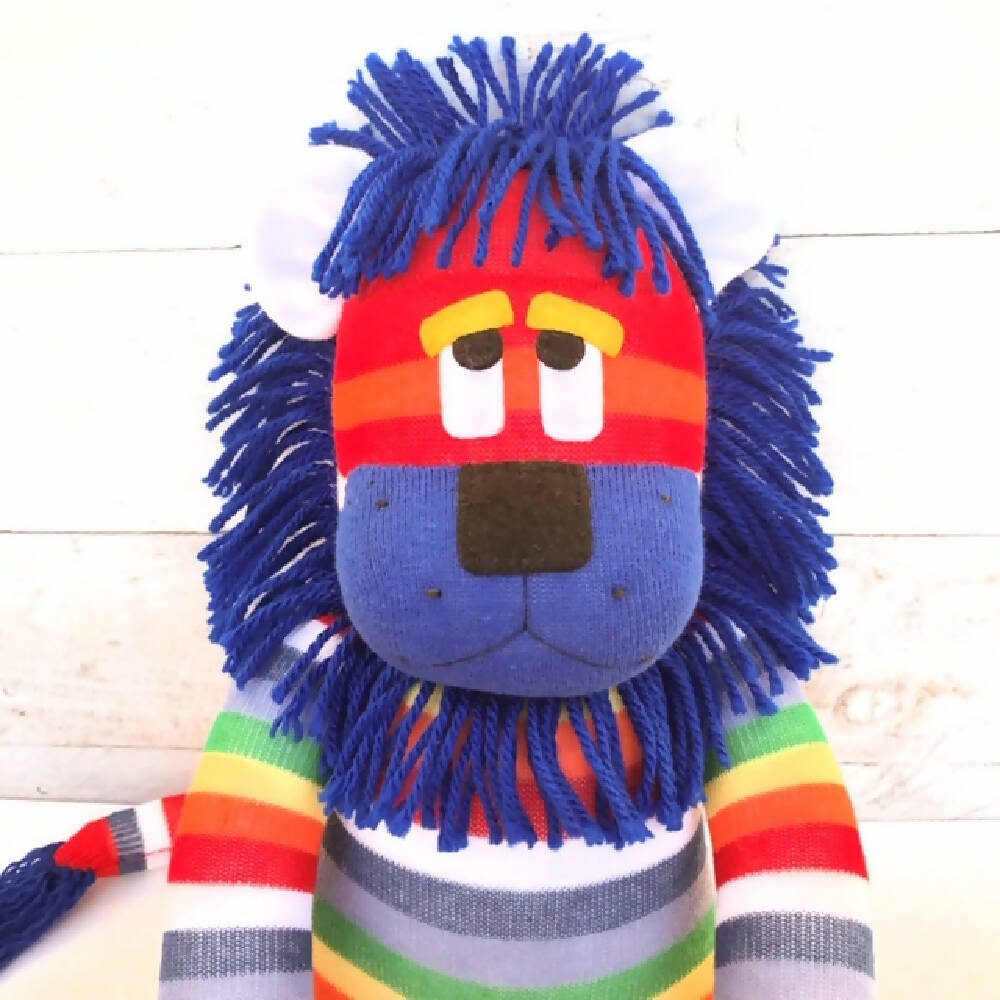 Linus the Rainbow Sock Lion - MADE TO ORDER soft toy
