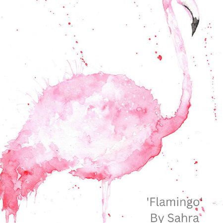 Wall Art Print Pink Flamingo FREE SHIPPING Watercolour Artwork by Sahra Raward