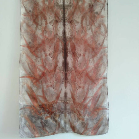 SOLD...Silk scarf vibrant printed with eucalyptus leaves