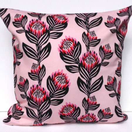 Native Floral Cushion Covers-Pink and Black-45x45cm