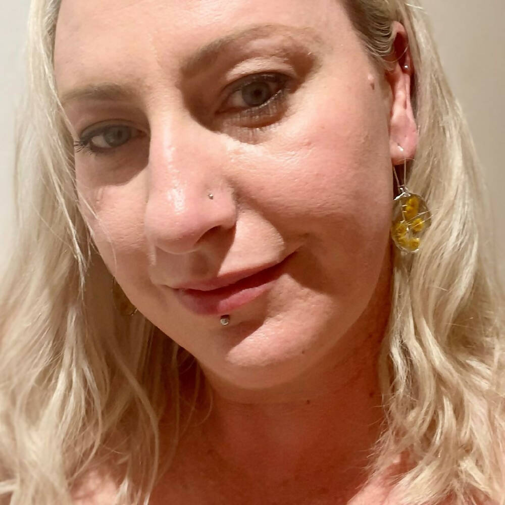 Australian native golden wattle dangle earrings