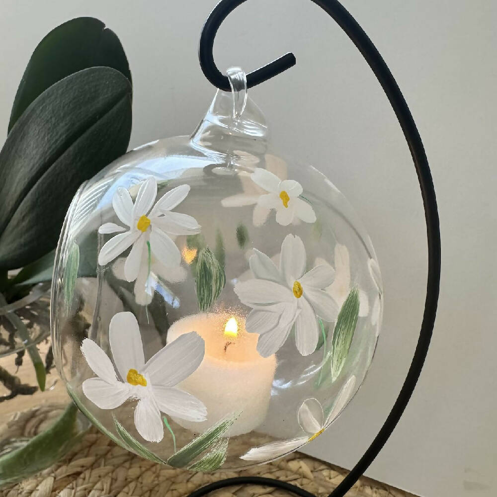 Tea Light Candle Holder, Daisies, Wedding Table Decor