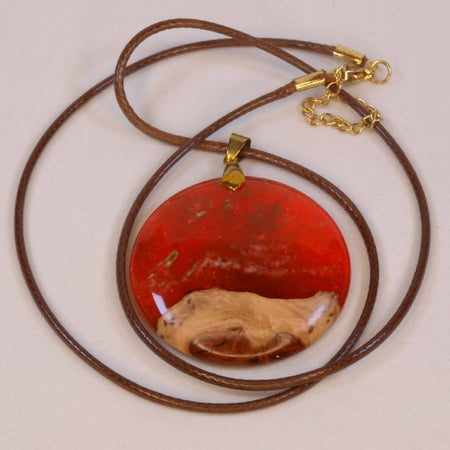 Wood-Resin Curved Front Pendant