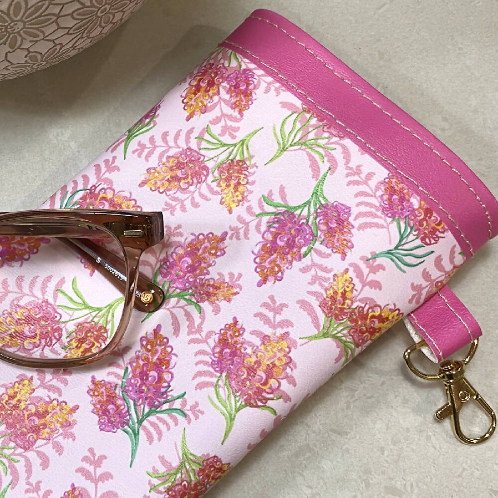 Soft-glasses-case-faux-leather-Australian-Grevillea-Floral-Printl-A