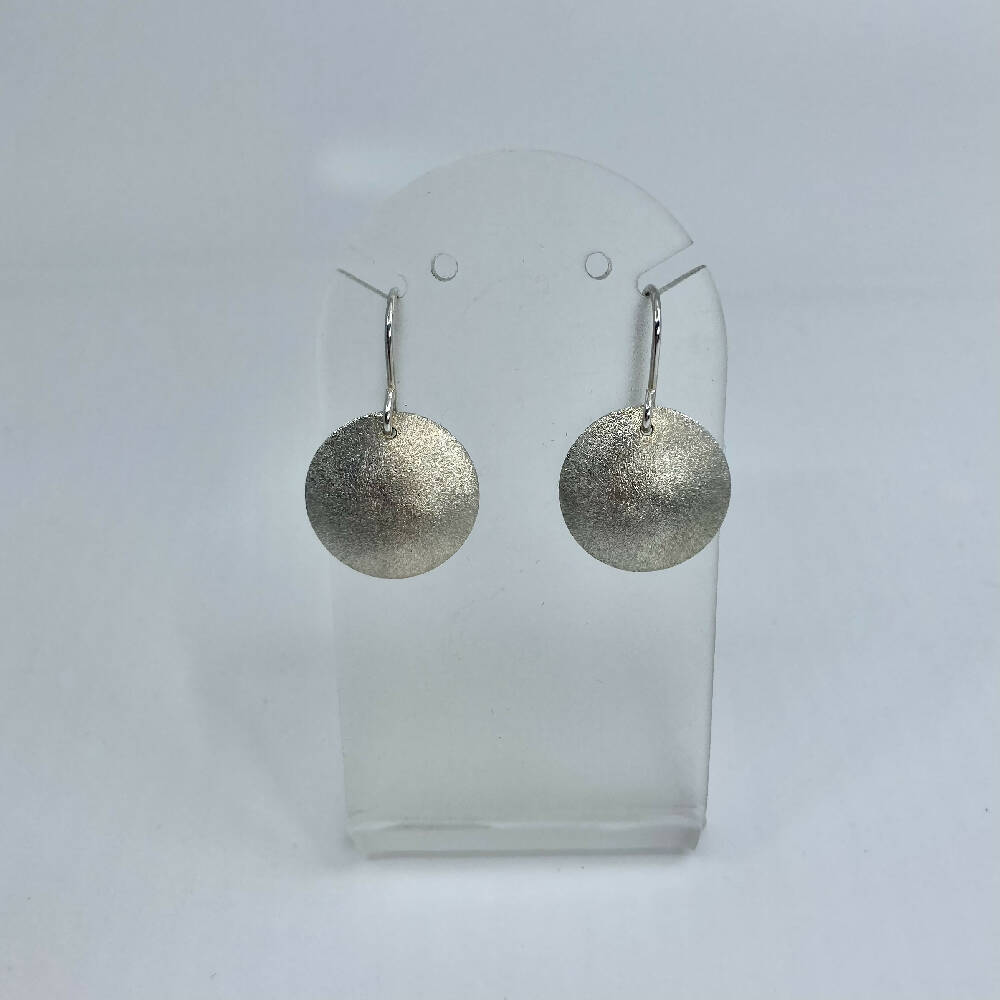 Frosted domed sterling silver disc earrings 3