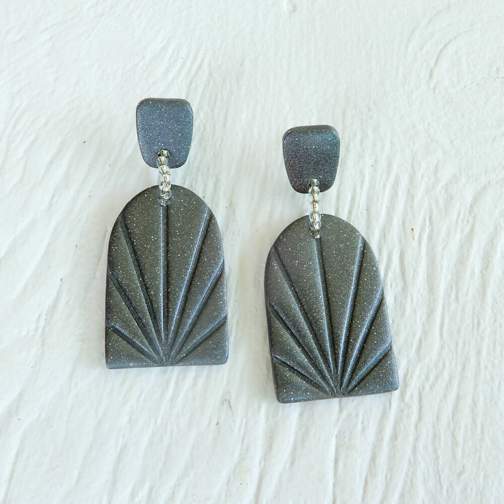 Grey Polymer Clay Earrings "Arches Graphite"