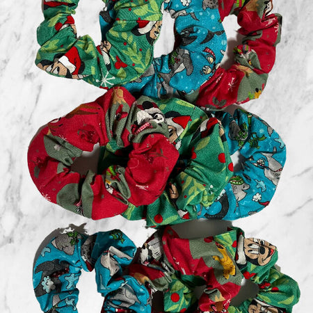 Christmas Scrunchies - set 3 colourful scrunchies