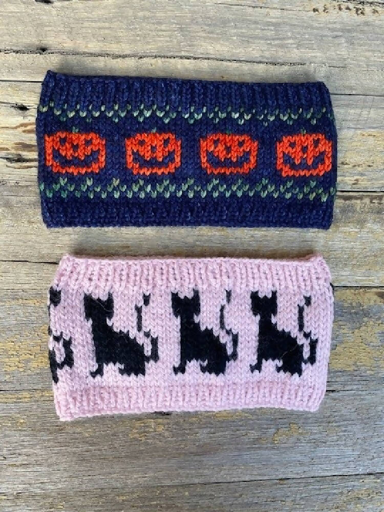 Hand Knitted Headband, Halloween Headband, Earwarmers