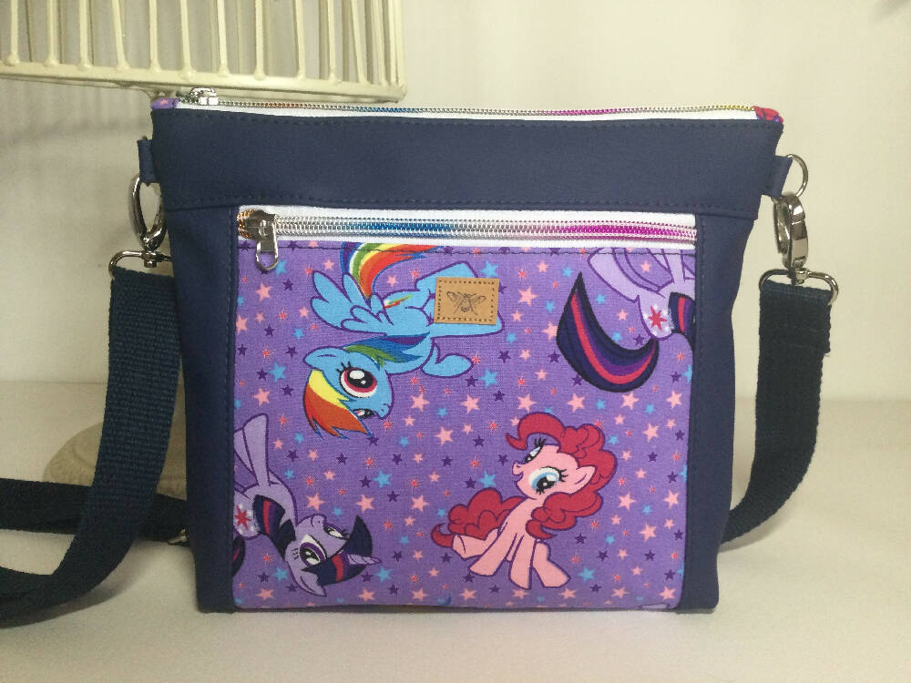 Devlin Crossbody - MLP on Purple/Navy Faux Leather