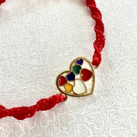 Macrame Bracelet (Colourful Hearts)