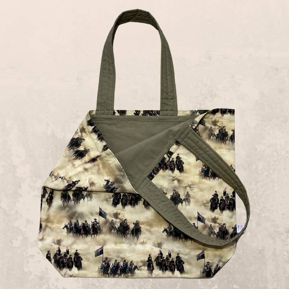 Grocery Tote ... Heroes ... Lined with storage pouch