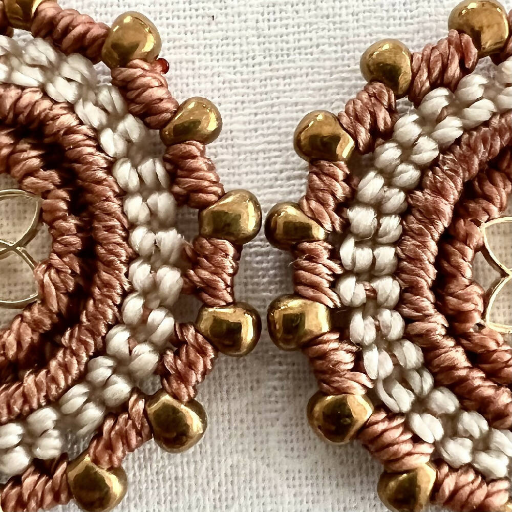 SOLD OUT - Brown Luxury Micro Macrame Earrings + 14k gold plated hooks + Free microfiber pouch