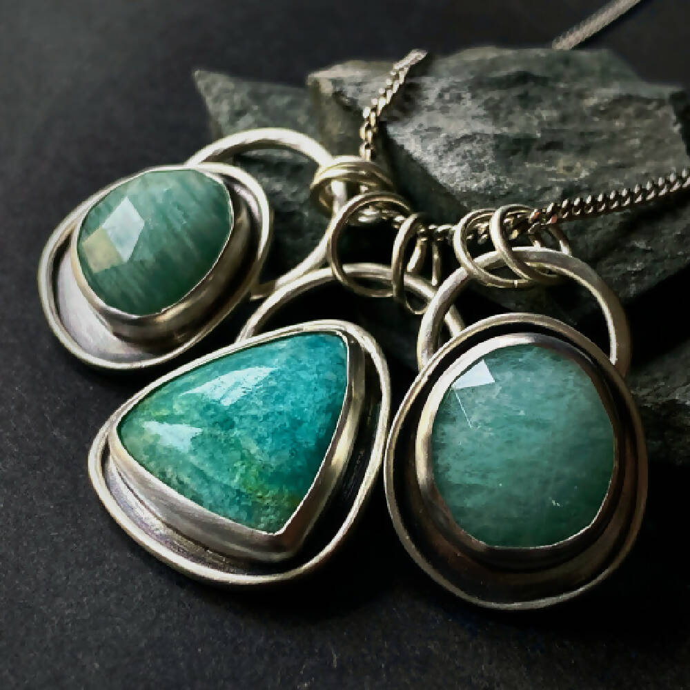 Amazonite and Sterling Silver Pendant 03