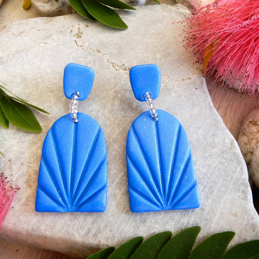 Blue Polymer Clay Earrings Collection "Arches Blue"