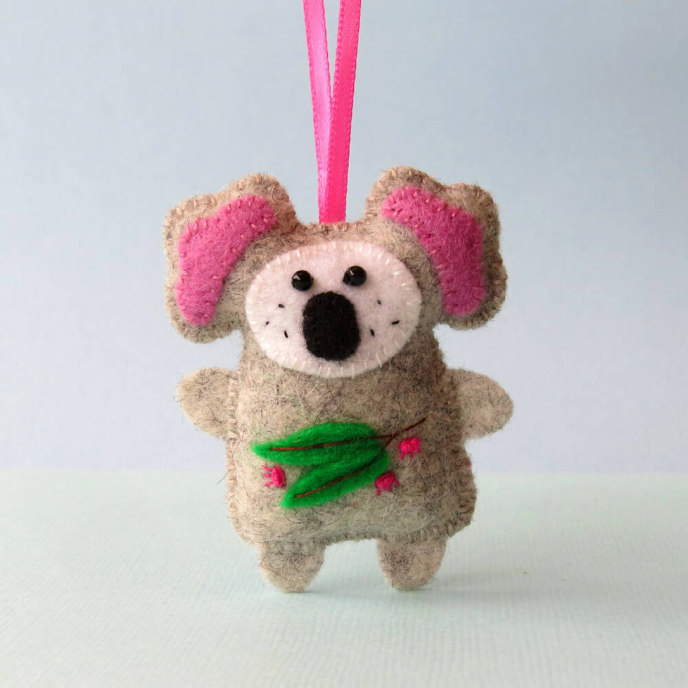 Christmas Ornament - Wool Felt Koala - Australian Animal