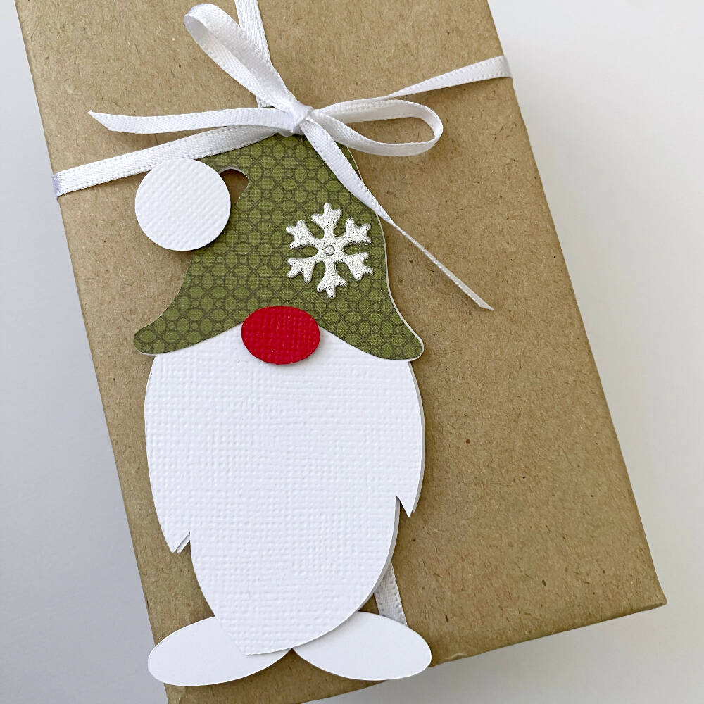Christmas Gnome gift tags, Xmas gift wrapping. Garden gnome tag.
