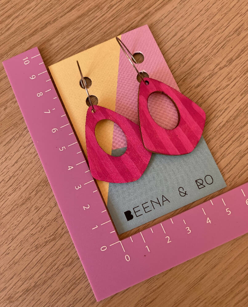Handpainted pink striped earrings