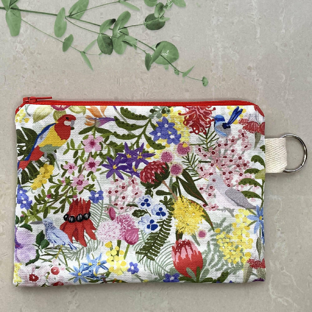Zipper Purse - Australian Flowers and Birds with Secret Message inside #5