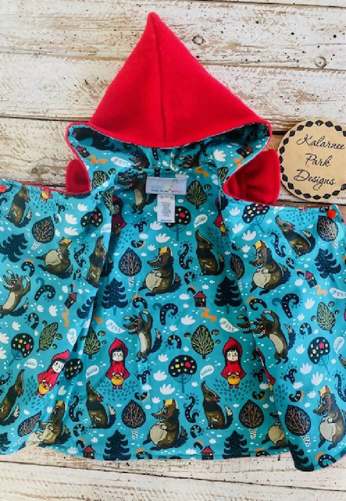 Little Red Riding Hood Vintage Wool Blanket Upcycled Dress Size 1