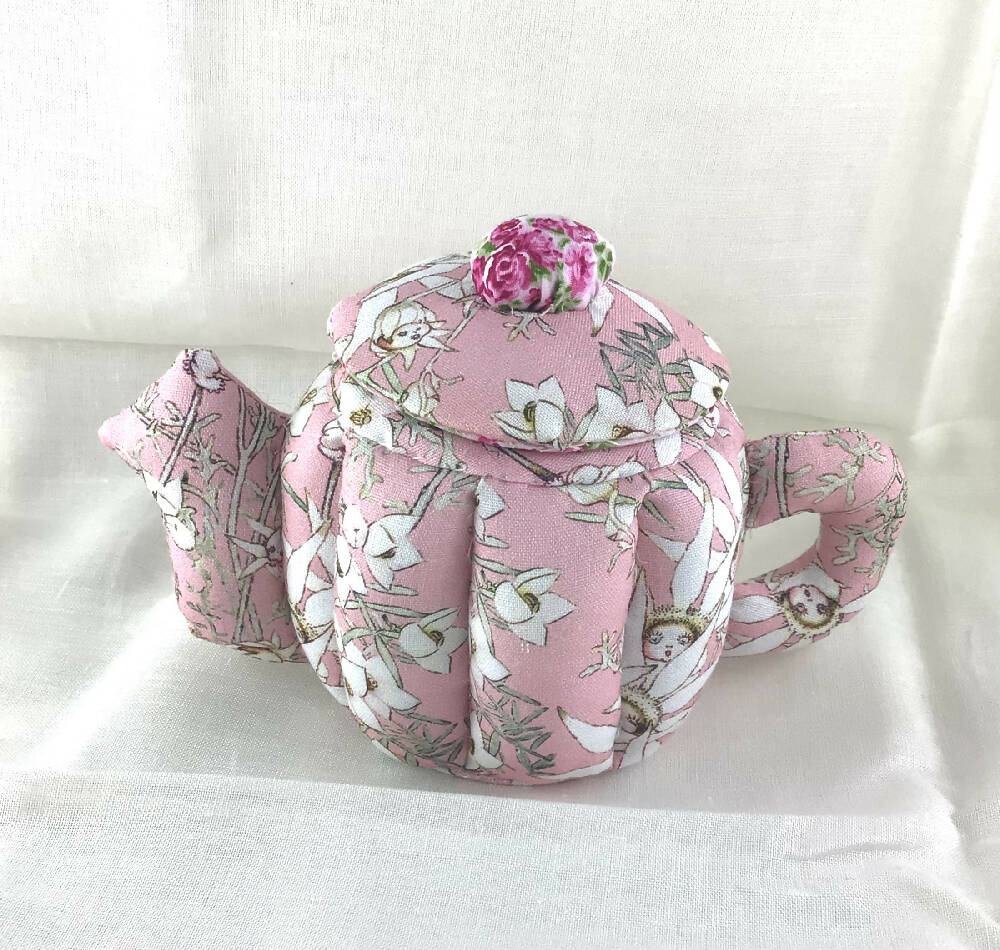 Fabric Teapot Set Pink Gumnuts