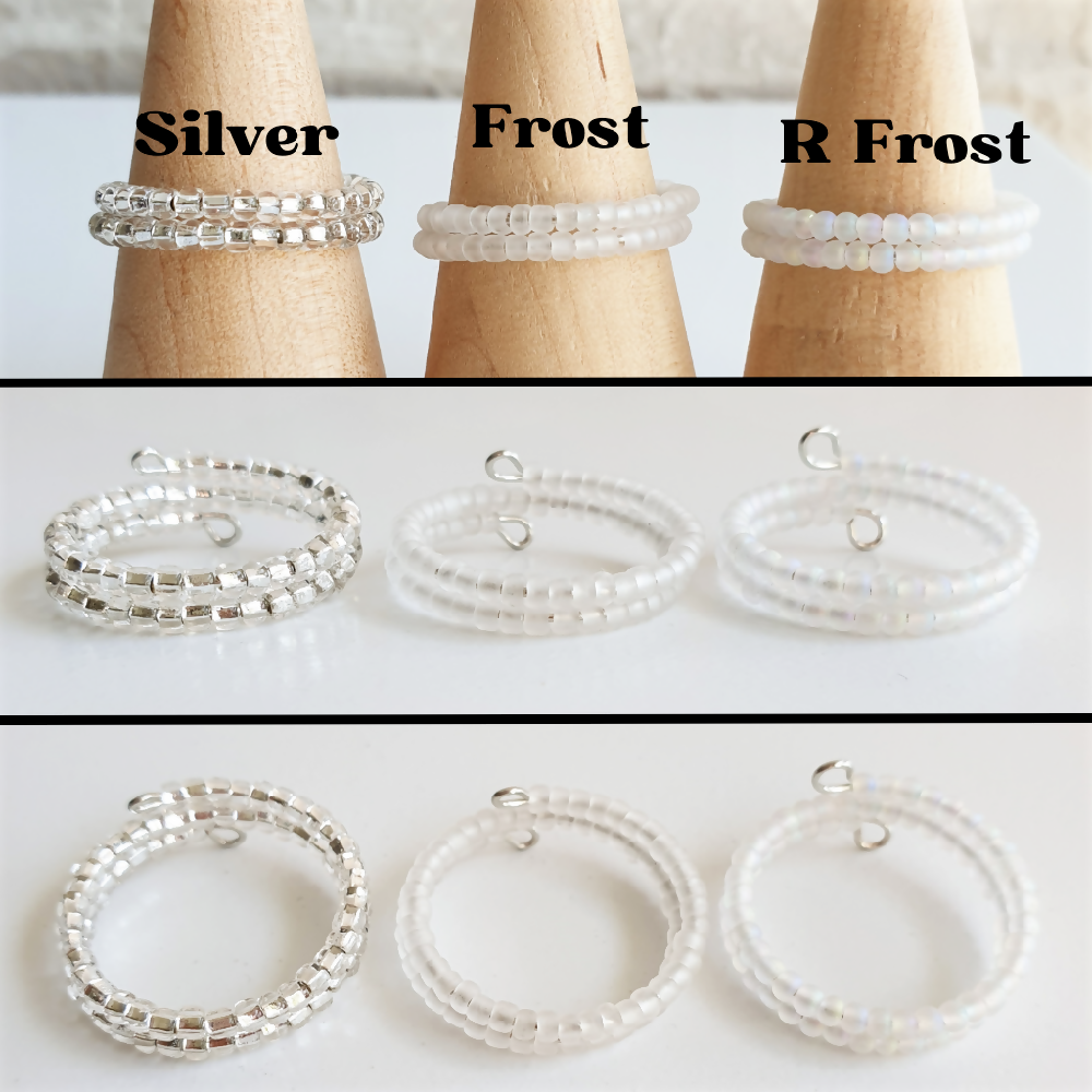 Simple small seed bead 2 line memory wire ring