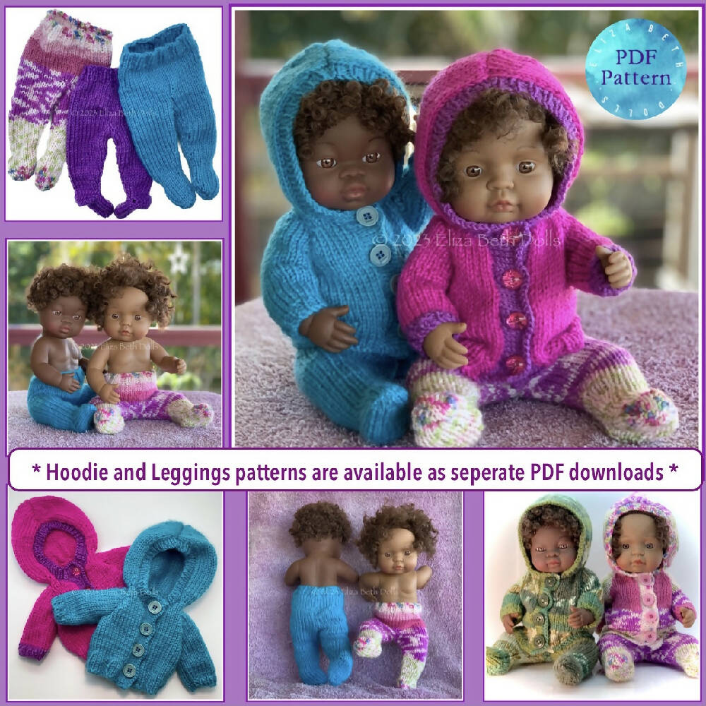 PDF digital download, Miniland 32cm doll clothes, Quick Knit Leggings