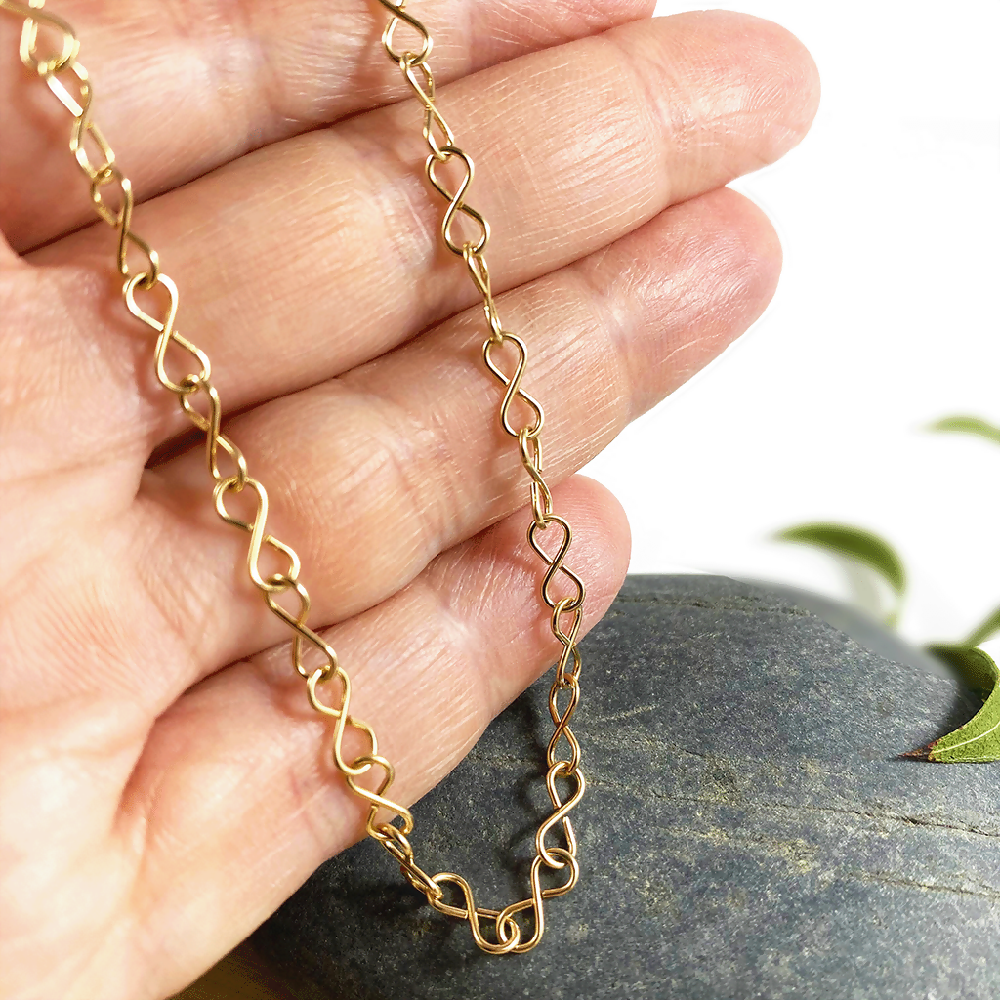14K Gold Filled Necklace Fine Infinity Chain Handcrafted