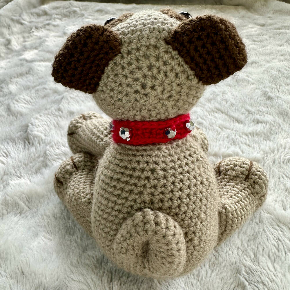Handmade Crochet Pug Puppy Dog Plush