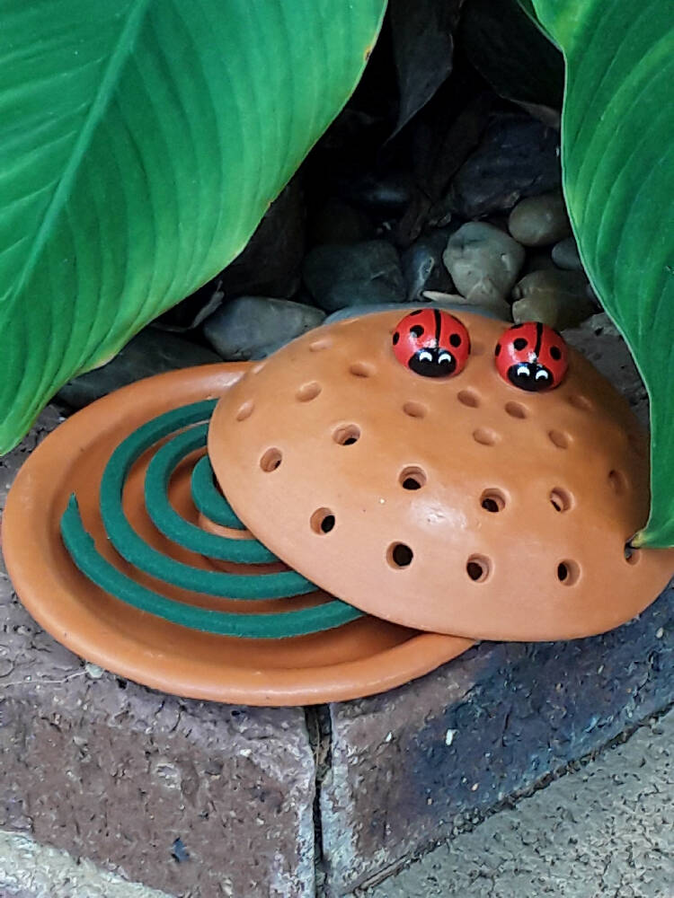 Mosquito Coil Holder with built in stand, Lady bug design