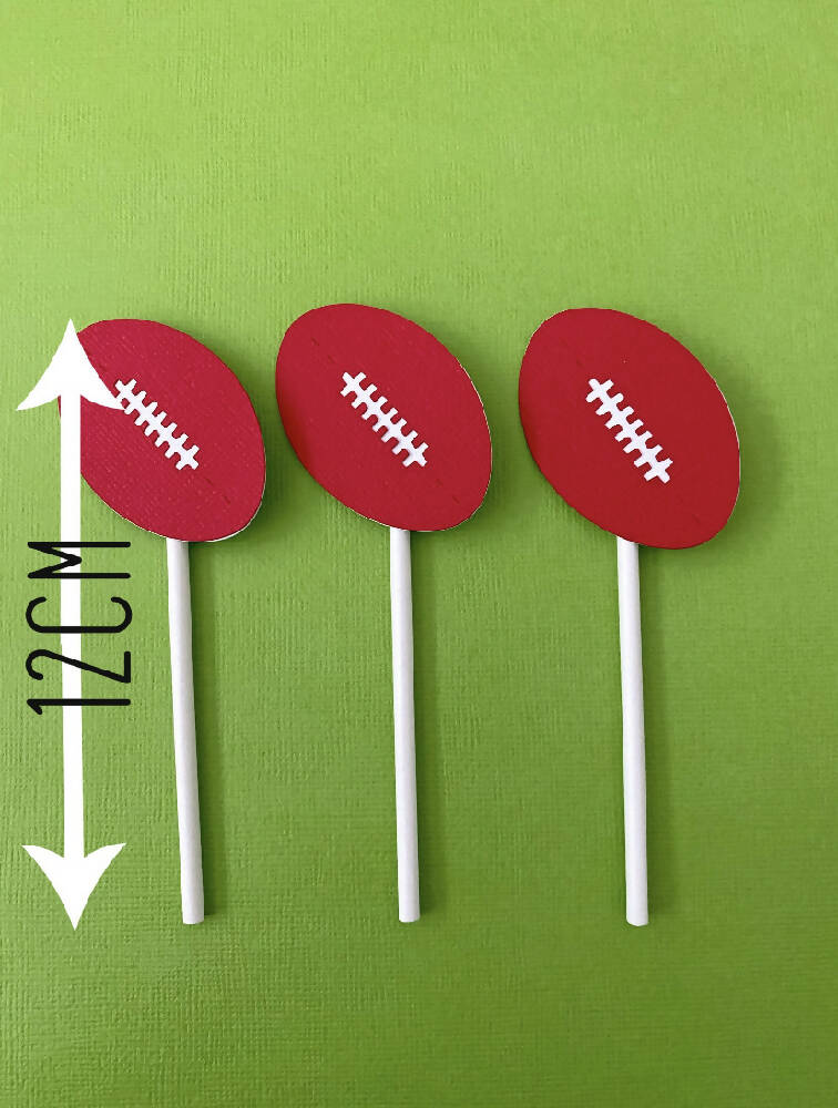 Football Cupcake Toppers . Footy Birthday party, baby shower, first birthday.