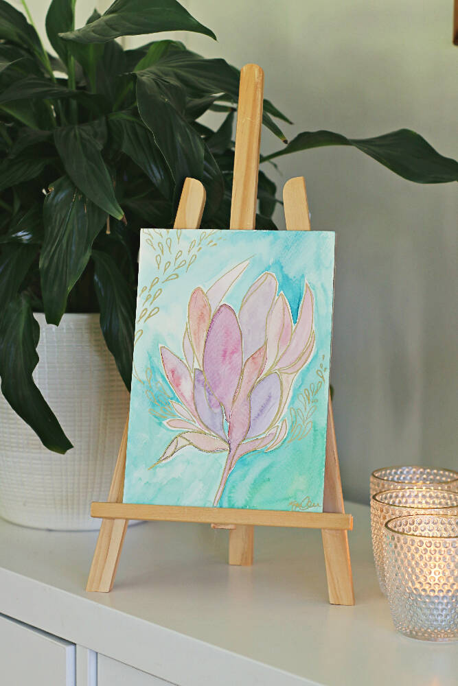 'Pink Flower'| Original abstract watercolour art | A5 size