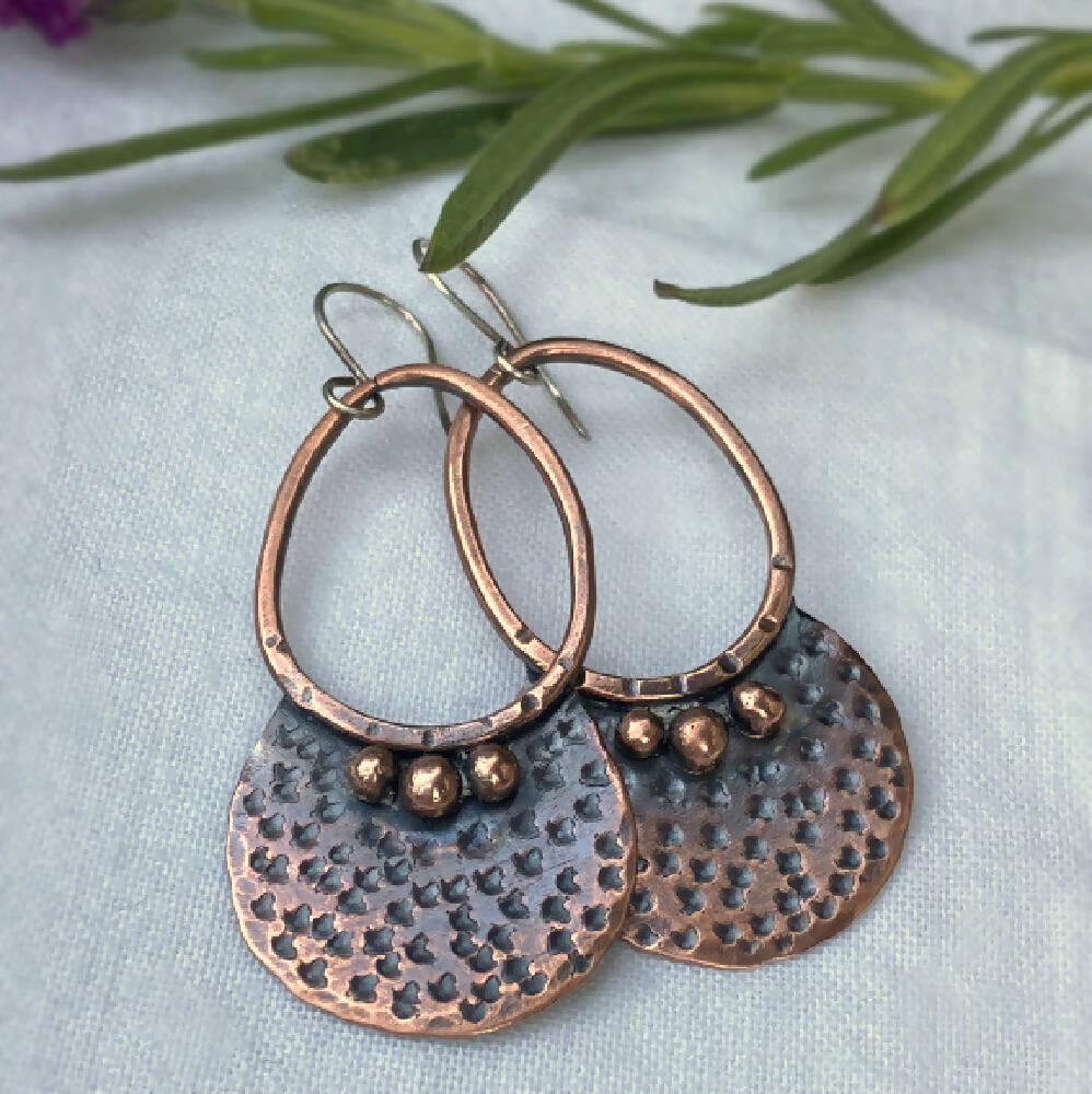 CC Copper Hoops - Bubbles2