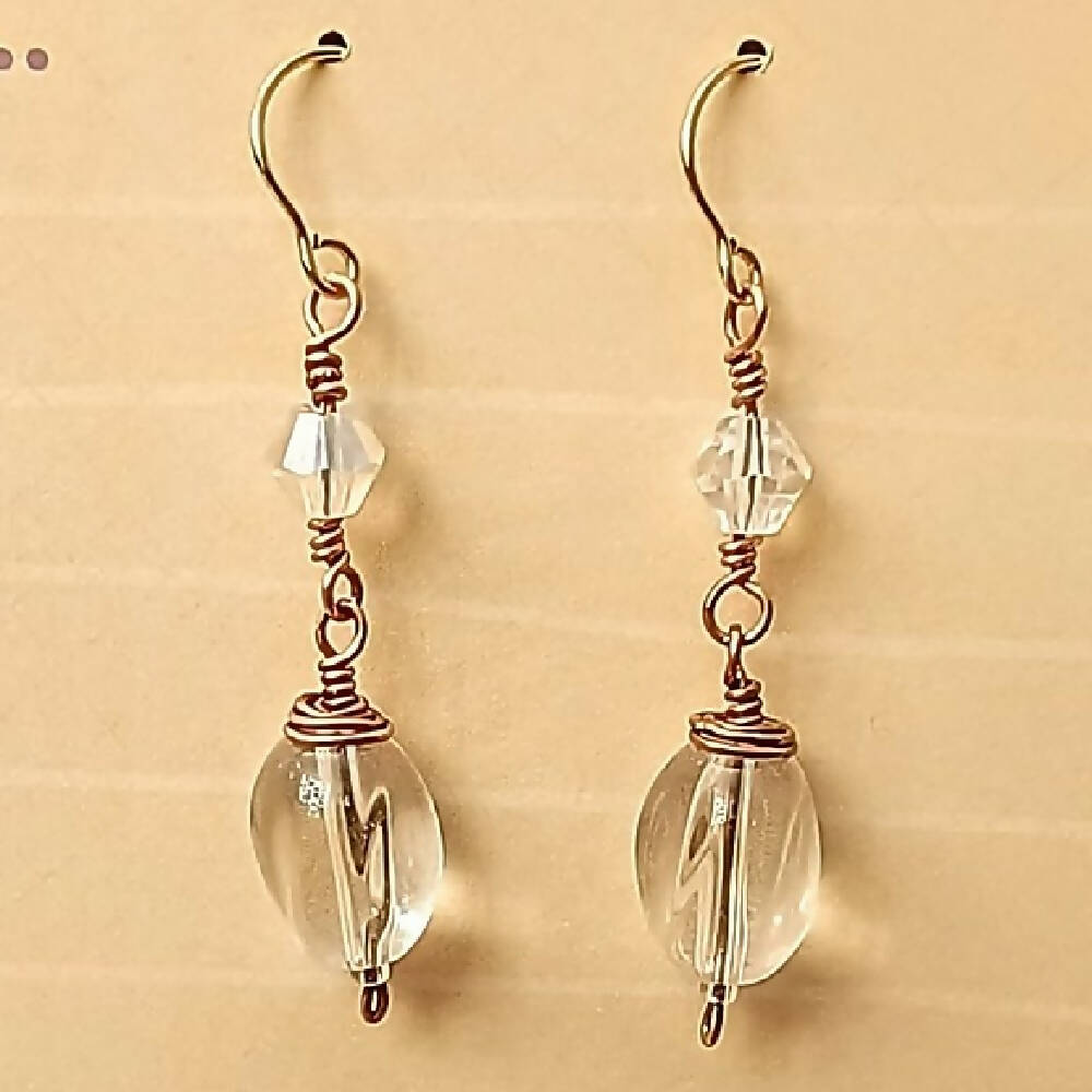 'Aqua Aura' Copper Wire-Wrap Earrings