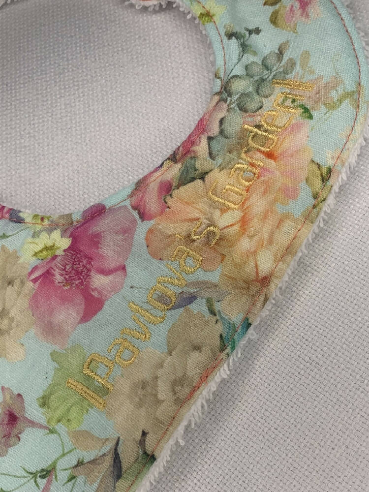 Bib & Burp Cloth Set - Floral on Teal