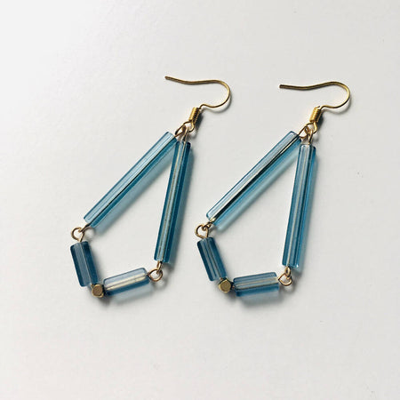 Czech glass crystal blue dangly earrings