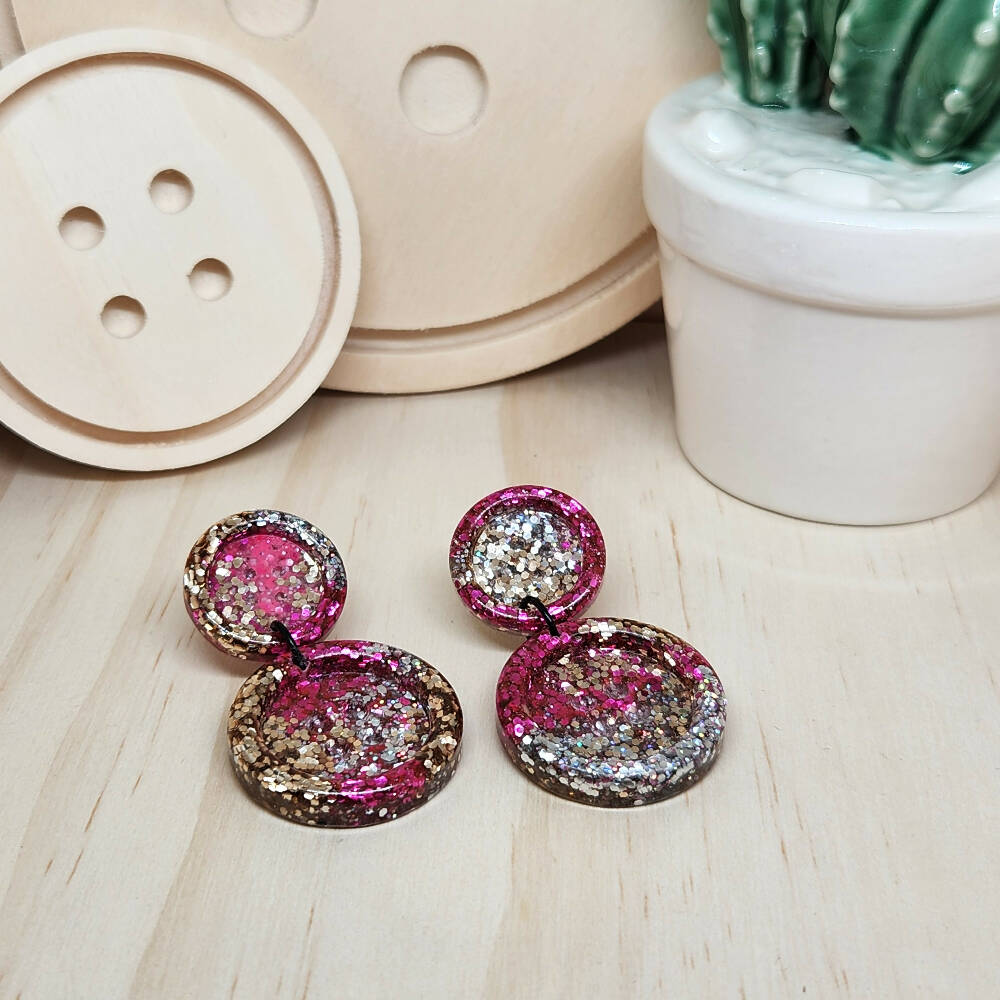 Button dangle deals earrings