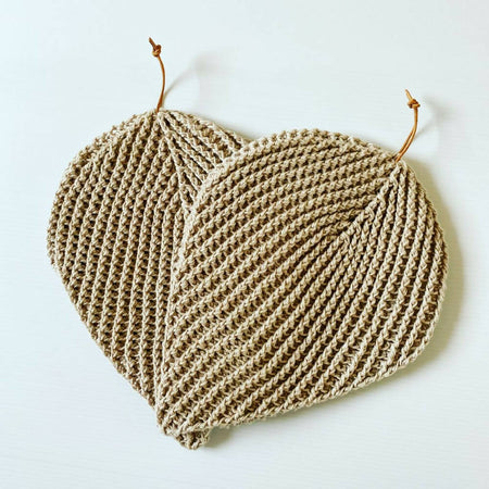 Hosta Hand made Crochet Potholders (colour Latte)
