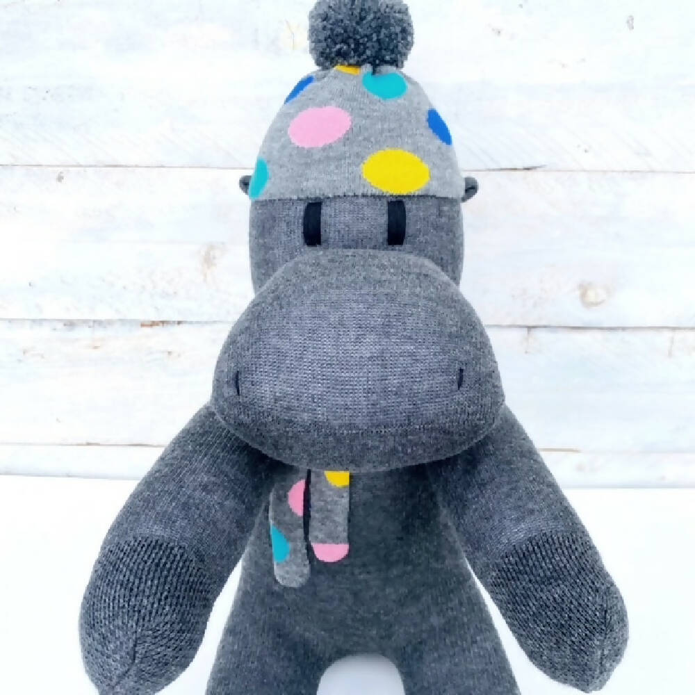 Henley the Sock Hippo - READY TO POST soft toy