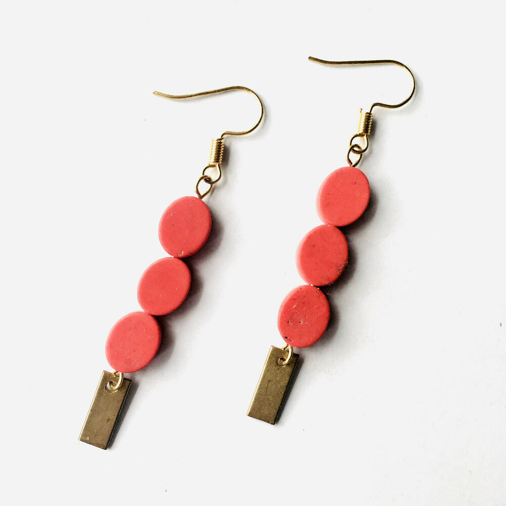 red and gold earrings abacus designs